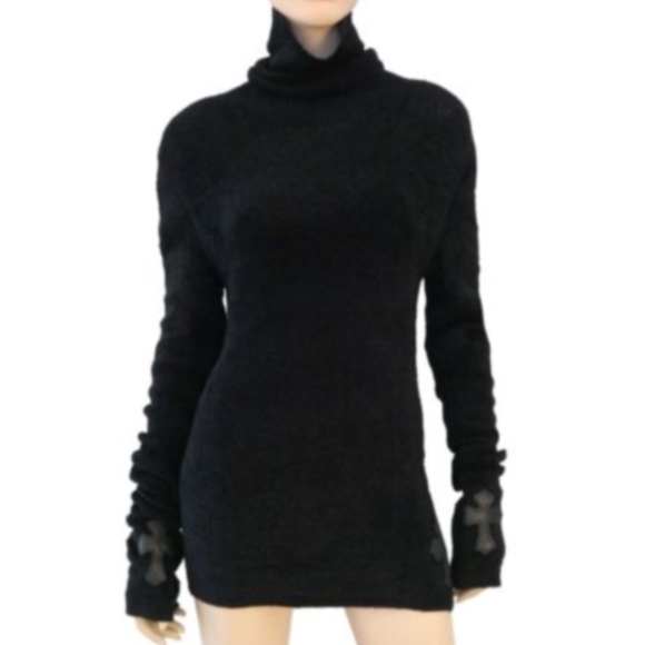 Chrome Hearts Sweaters - RARE! CHROME HEARTS Sweater w/ leather crosses SM